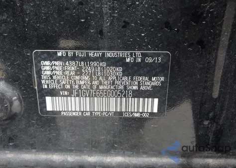 2014 Subaru Impreza Wrx Limited from USA, damaged, VIN JF1GV7F65EG005218